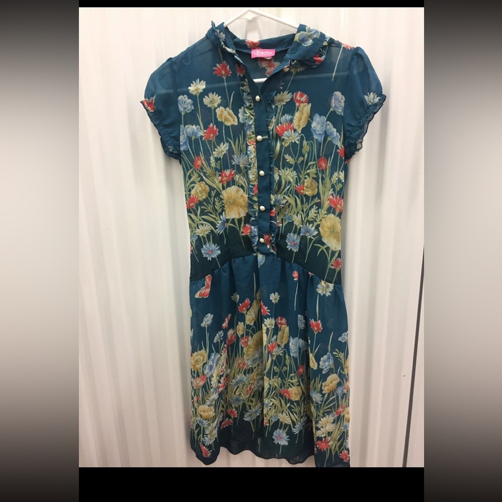 🔥5/$25 Glam Floral Button-Front Dress Sz S